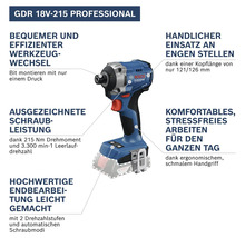 Bosch GDR 18V-215 Professional Akku-Schlagschrauber mit Bitaufnahme, ergonomischem Griff und zwei Drehzahlstufen