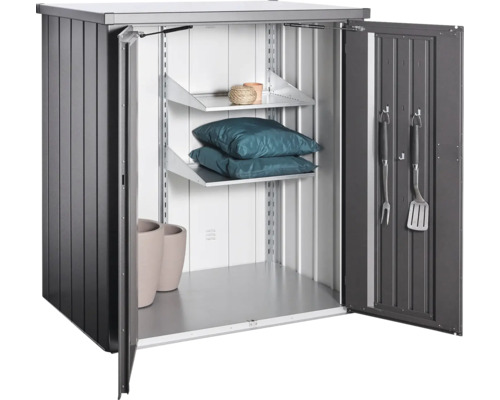 Metall Gartenschrank mit Regalen und Gartengeräten
