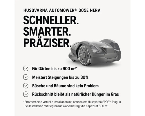 Husqvarna Automower 305e Nera Mähroboter für Gärten bis 900 Quadratmeter