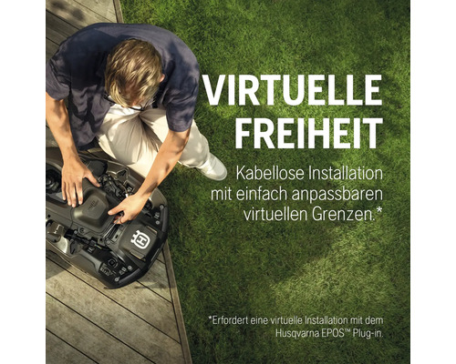 Mann installiert Husqvarna Mähroboter für kabellose Installation