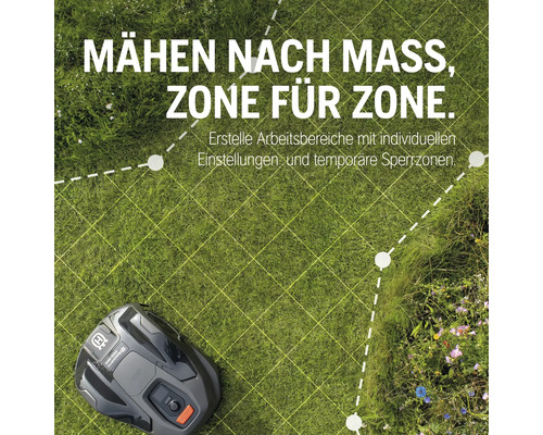 Rasenmähroboter im Einsatz mit Zonenmäher-Funktion