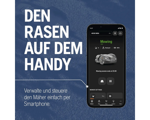 Rasenmäher Steuerung per Smartphone App.
