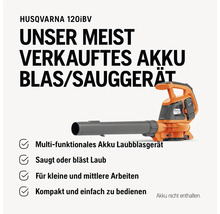 Husqvarna 120iBV Akku Laubbläser und Laubsauger für kleine bis mittlere Gärten