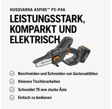 Husqvarna Aspire P5-P4A Akku-Kettensäge zum Beschneiden von Gartenabfällen und für kleinere Tischlerarbeiten