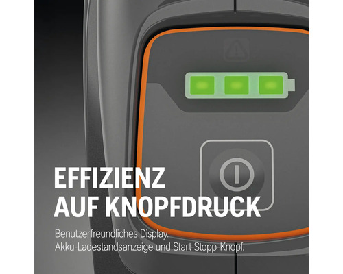 Affichage avec indicateur de batterie et bouton marche/arrêt