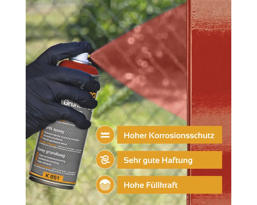 Epoxid-Grundierungsspraydose in Aktion für Korrosionsschutz, Haftung und Füllkraft