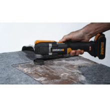 Worx Sonicrafter Multifunktionswerkzeug im Einsatz auf einem Untergrund