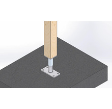 Pfostenträger für Holzpfosten auf Betonoberfläche