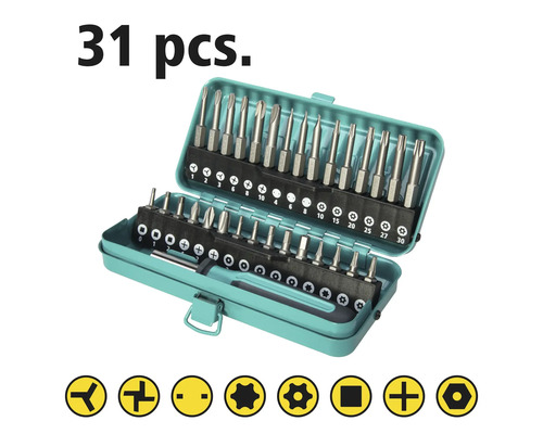 31-teiliges Schrauberbit-Set in geöffneter Box