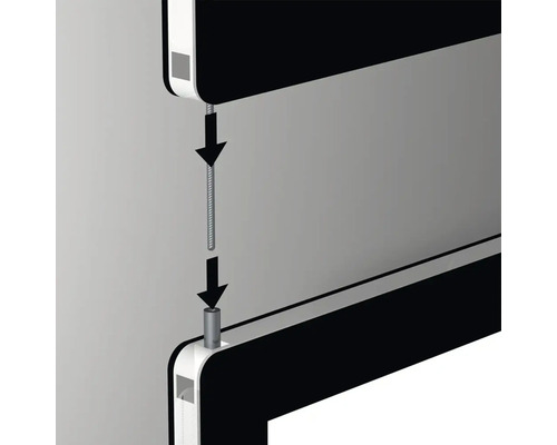 Veranschaulichung der Montage einer Schraube an einem Möbelstück