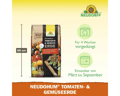 Neudorff NeudoHum Terreau tomates et légumes, sac d''une capacité de 20 litres et d''une hauteur de 55 centimètres