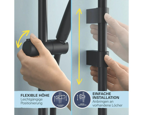 Duschstangenset mit flexibler Höhenverstellung und einfacher Installation