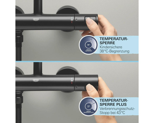 Grohe Armatur mit Temperatursperre und Grohe Logo