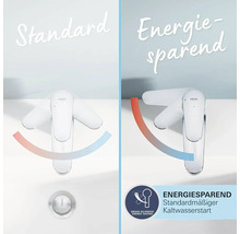 Standard- und energiesparende Wasserhahnfunktion am Waschbecken