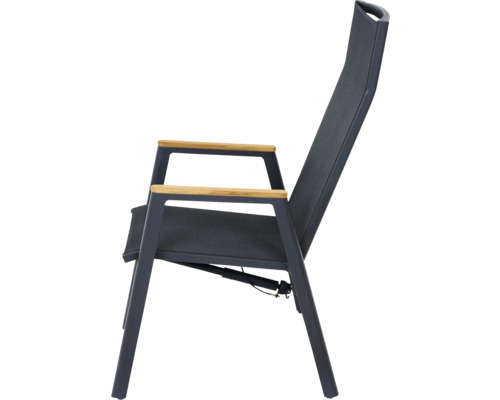 Chaise de jardin avec accoudoirs en bois et dossier réglable