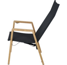 Fauteuil de jardin en bois avec revêtement textile noir