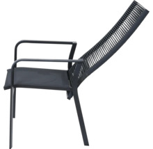 Chaise de jardin avec accoudoirs et dossier haut en corde tressée