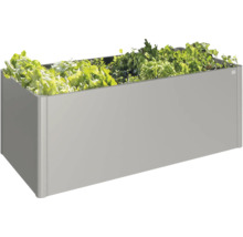 Jardinière rectangulaire en métal plantée de salades