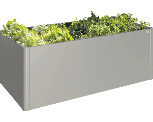 Jardinière rectangulaire en métal avec plantations