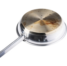 Edelstahl-Schöpfkelle mit Gebrauchsspuren