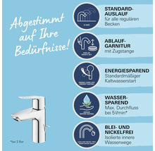 Produktinformationen zu einer Armatur: Standard Auslauf, Ablaufgarnitur mit Zugstange, Energiesparend, Wassersparend, Blei- und Nickelfrei