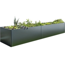 Jardinière surélevée en métal avec plantations