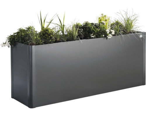 Jardinière rectangulaire en métal avec plantation