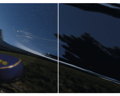 Sternenhimmel über Rasen mit reflektierender Oberfläche