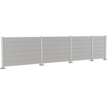 Sichtschutzzaun mit horizontalen Lamellen und Metallpfosten