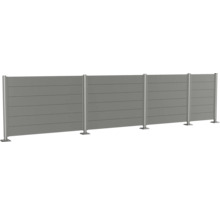 Sichtschutzzaun mit horizontalen Paneelen und Metallpfosten für den Garten