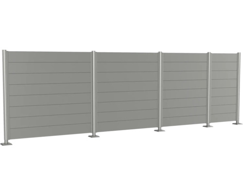 Clôture d''intimité à panneaux horizontaux avec poteaux métalliques