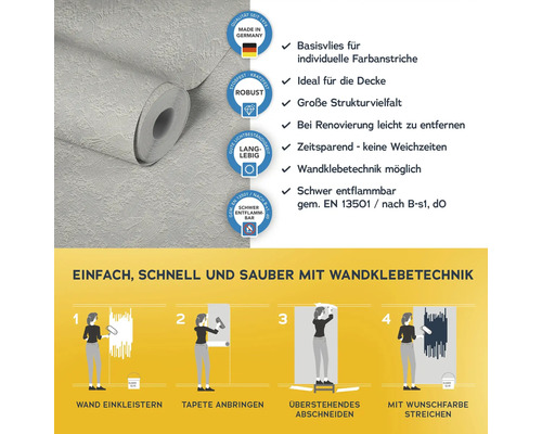 Rolle Vliestapete mit Verarbeitungshinweisen