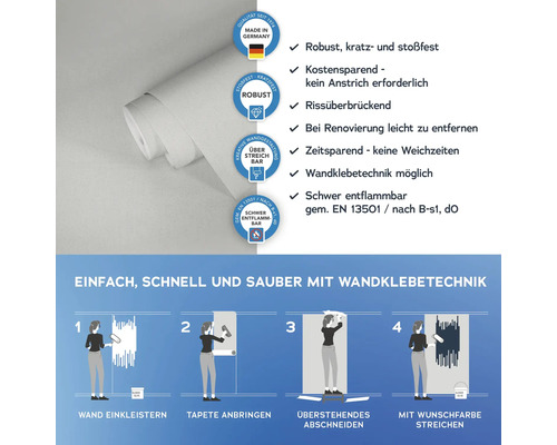 Information zur Verarbeitung von Wandtapeten mit Wandklebetechnik