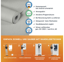 Tapetenrolle mit Produktvorteilen und Anbringungsanleitung durch Wandklebetechnik