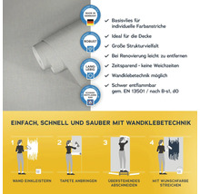 Tapetenrolle mit Informationen zu Produkteigenschaften und Anwendungsanleitung
