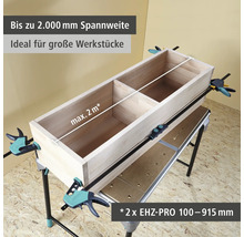 Pièce avec établi et serre-joints jusqu''à 2000 mm d''envergure