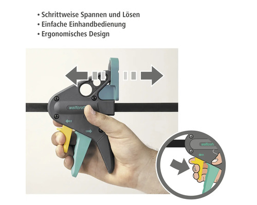 Wolfcraft Einhandzwinge im Einsatz