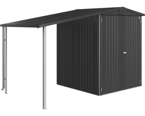 Metall Gerätehaus mit Vordach zur Aufbewahrung von Gartengeräten und Werkzeugen