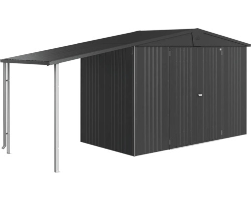 Gartenhaus aus Metall mit Anbau