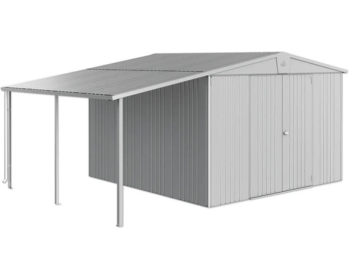 Metallgerätehaus mit Vordach für Gartengeräte und Werkzeuge