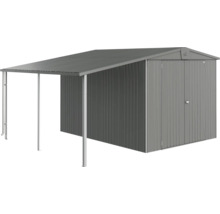 Abri de jardin métallique avec auvent pour espace de stockage supplémentaire