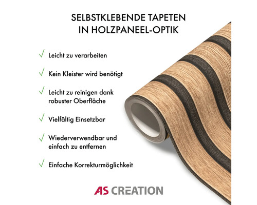 Selbstklebende Tapete in Holzpaneel Optik auf Rolle