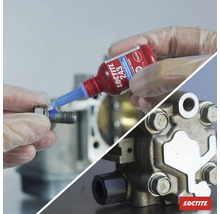 "Frein filet Loctite appliqué sur une vis, une machine en arrière-plan 