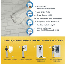 Vliestapete mit Steinmuster, Informationen zur Anbringung und Eigenschaften