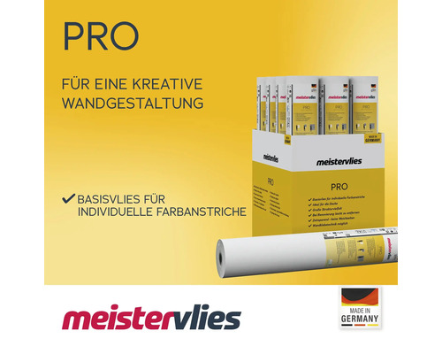 Meistervlies Pro Grundierung für kreative Wandgestaltung mit Rolle und Verpackung