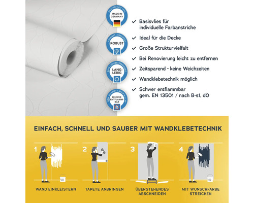 Rolle Malervlies mit Verarbeitungshinweisen und Hinweisen zu Eigenschaften