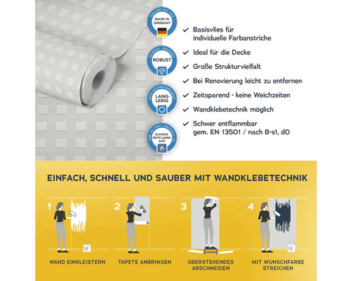 Rouleau de tapisserie non-tissée à peindre avec instructions de pose et caractéristiques de qualité