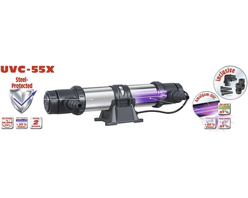 UVC 55X Wasserklärer aus Stahl mit Zubehör für den Gartenteich