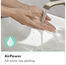 Person wäscht Hände unter einem Wasserhahn mit AirPower Funktion