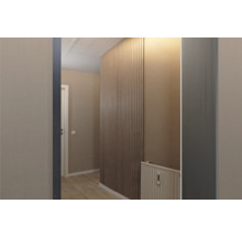 Couloir avec panneaux muraux et radiateur